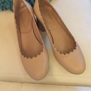 Chloe nude scalloped block heel